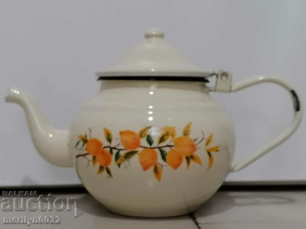 Enamelled teapot made of salt container with enamel with price 43.00 BGN | € 21.99 Enamelled teapot made of salt container with enamel with price 43.00 BGN | € 21.99