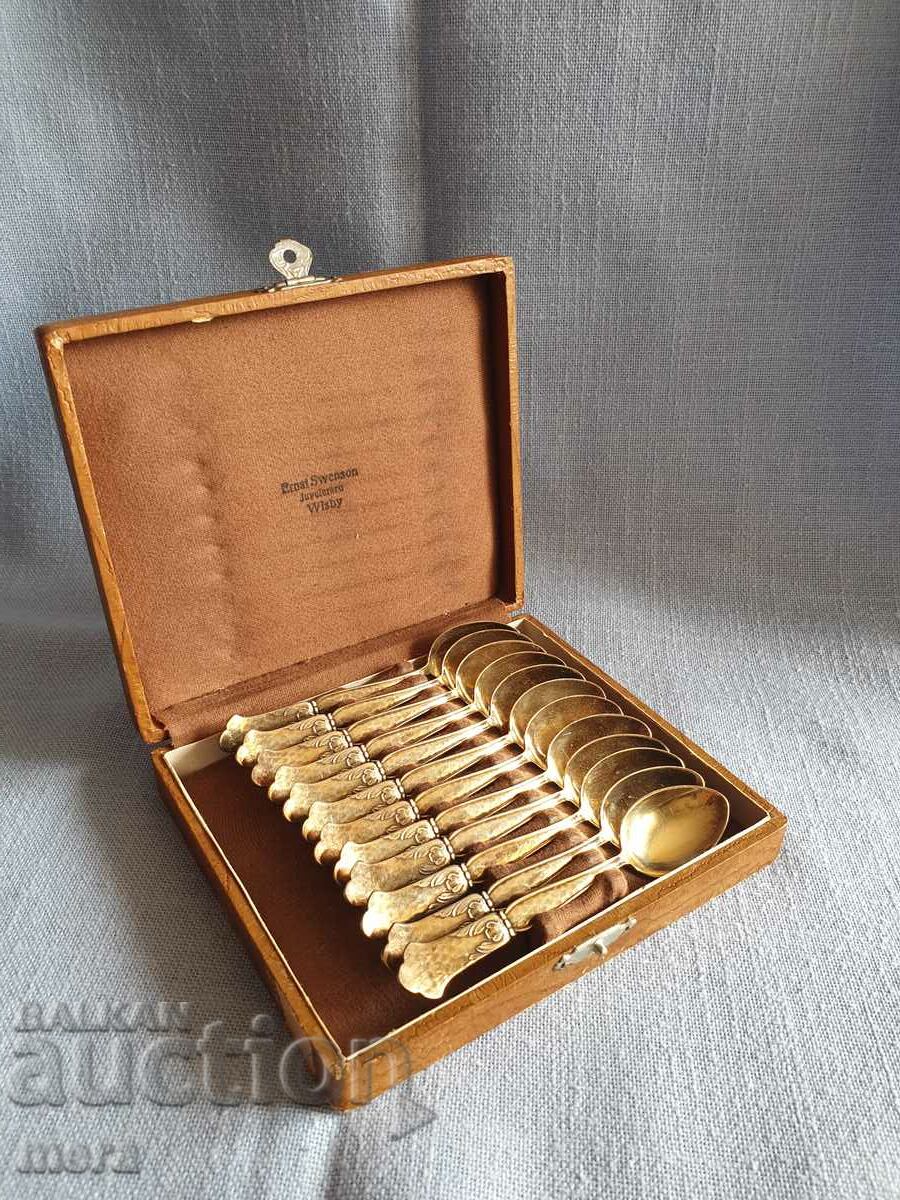 Antique gold plated coffee spoons