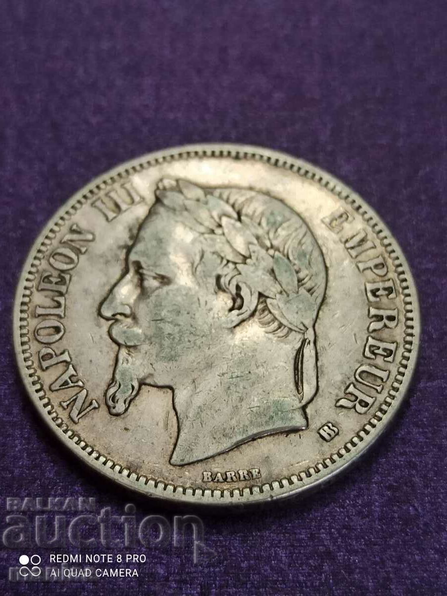 5 franci argint 1869