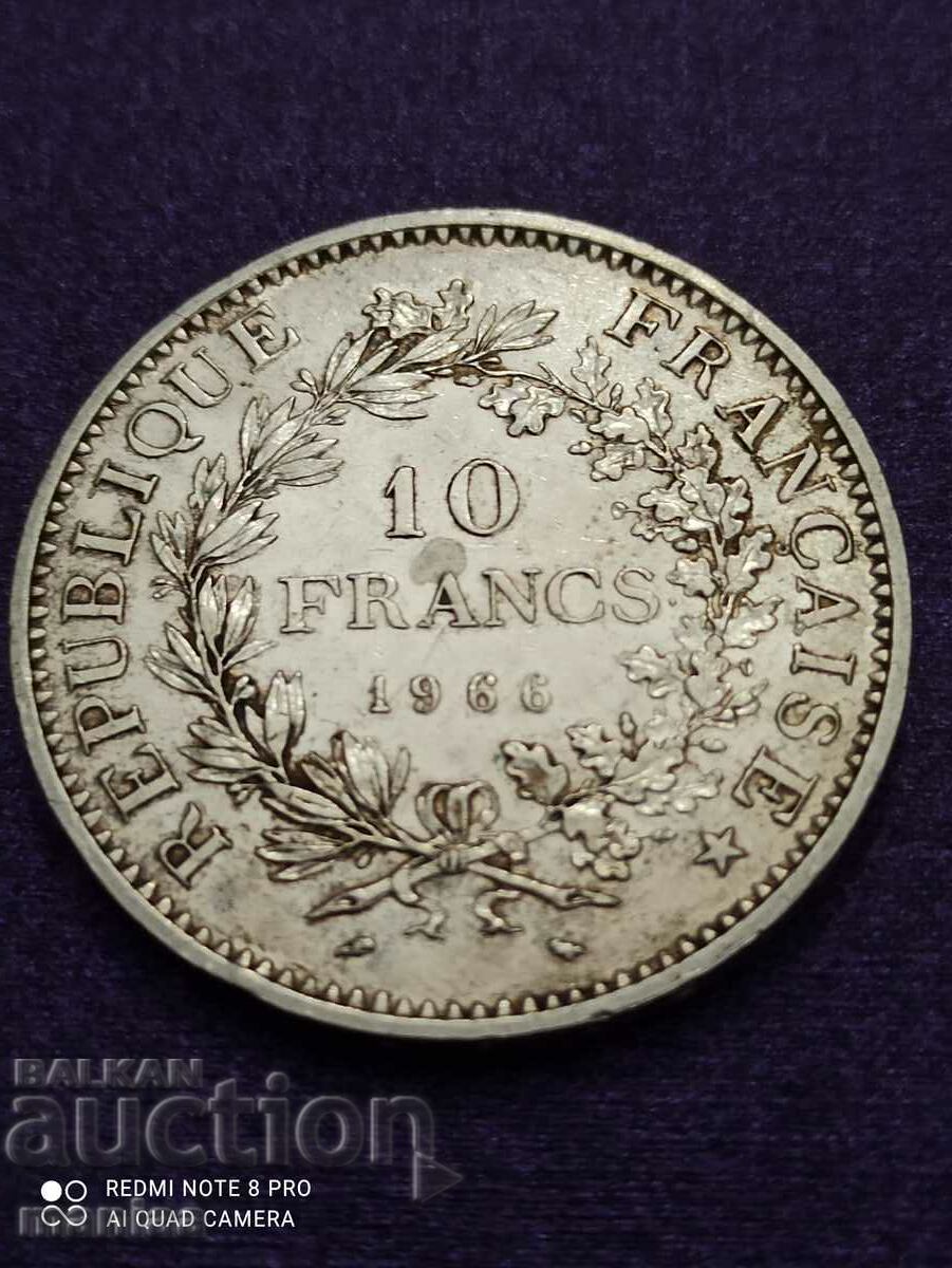 10 φράγκα ασήμι 1966