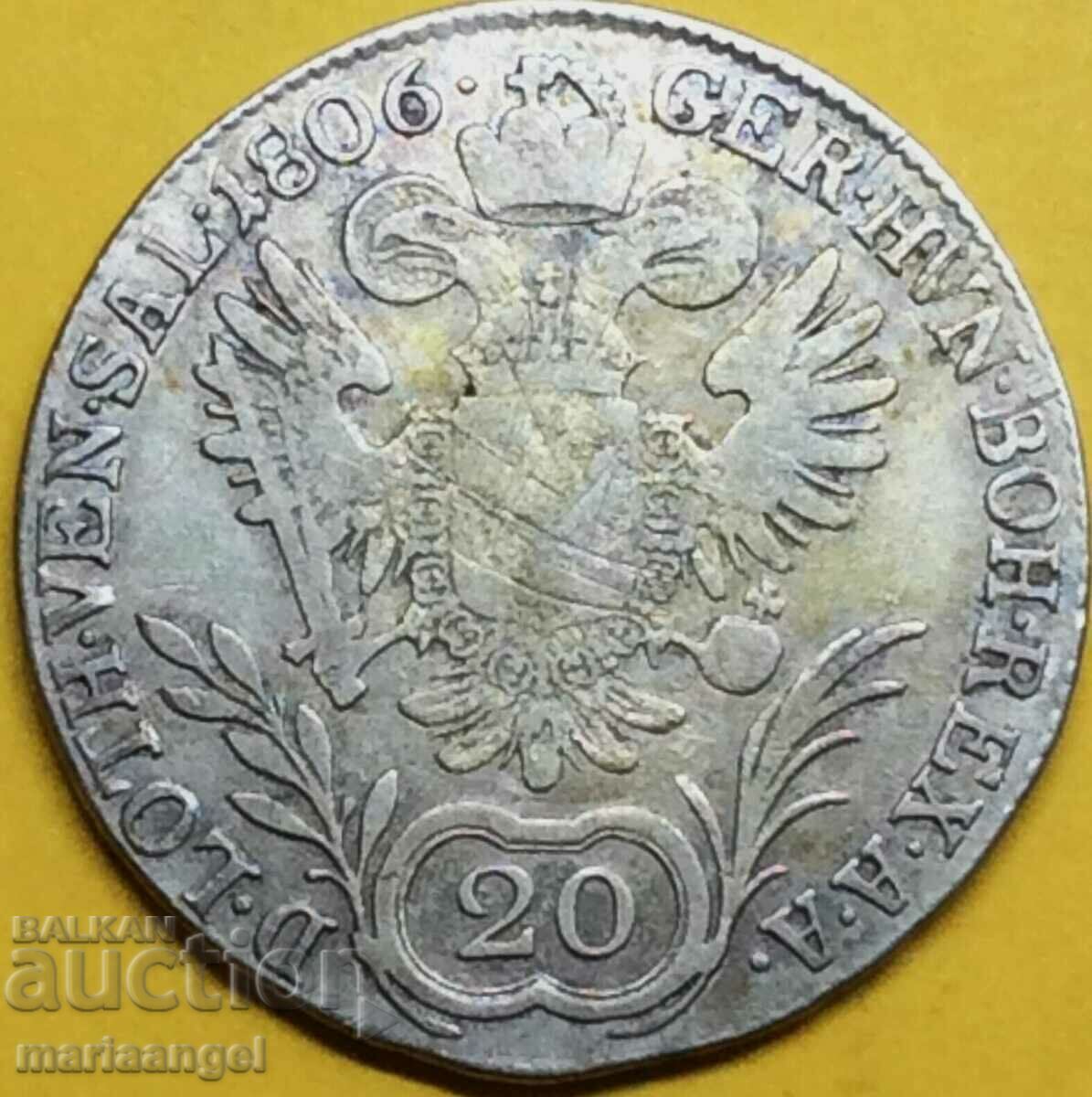 20 Kreuzer 1806 Austria B - Kremnitz Franz silver