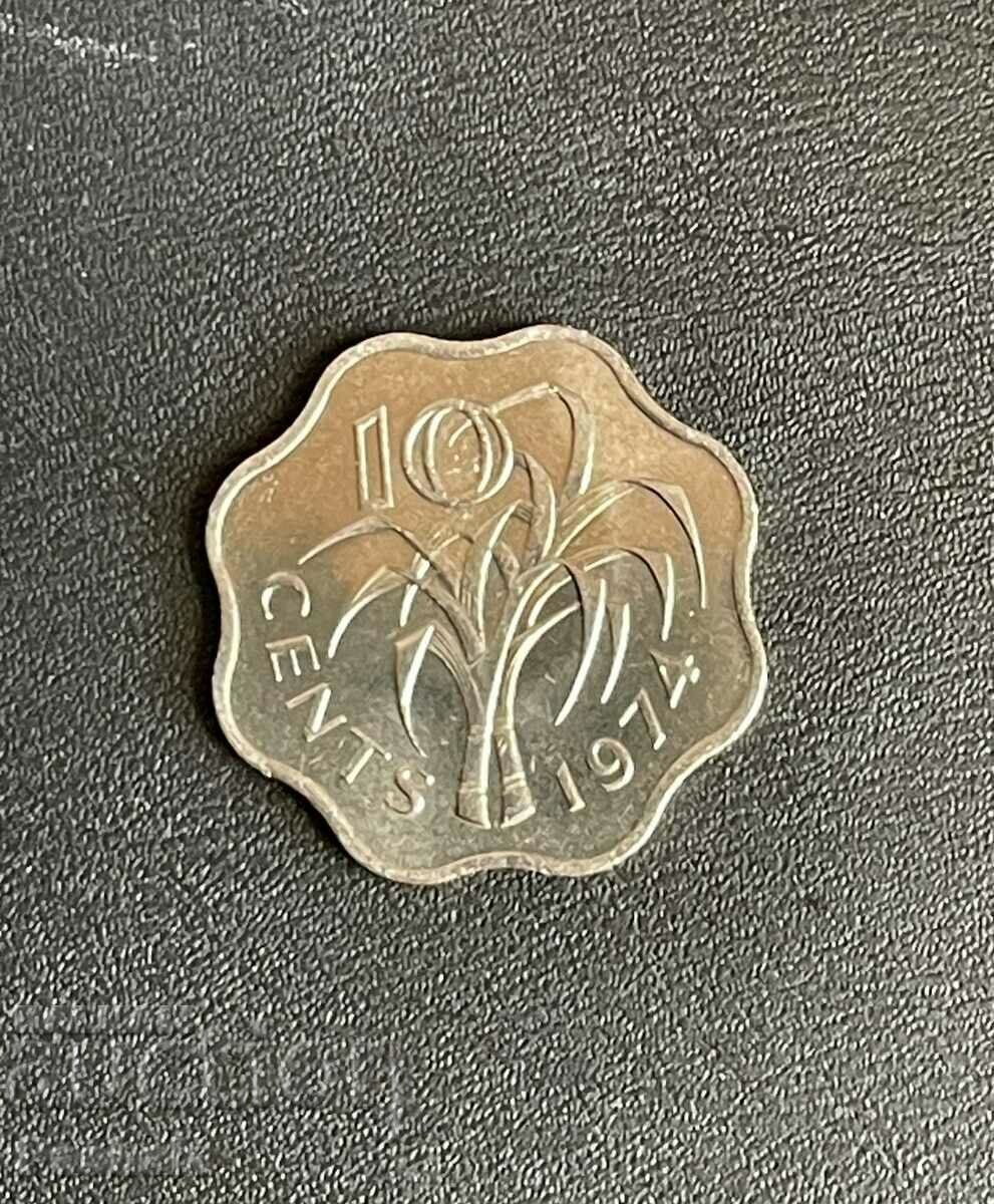 Свазиленд 10 цента 1974 г.