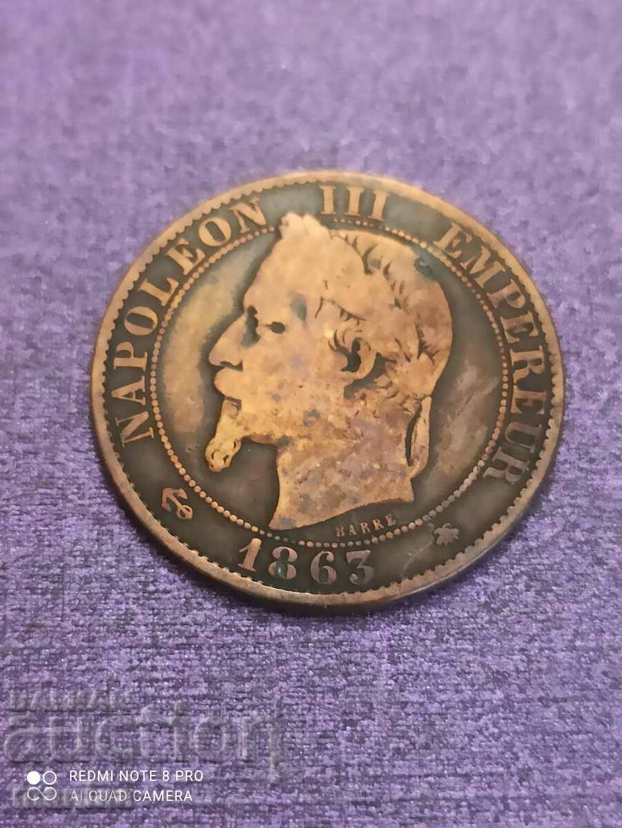 5 centimes 1863 France