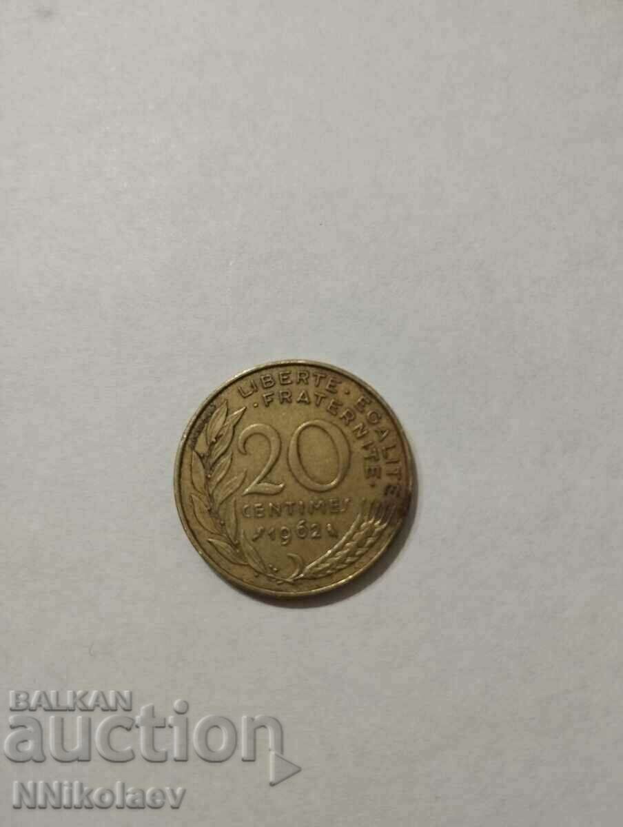 France 20 centimes 1962 with price 1.00 BGN | € 0.51 France 20 centimes 1962 with price 1.00 BGN | € 0.51