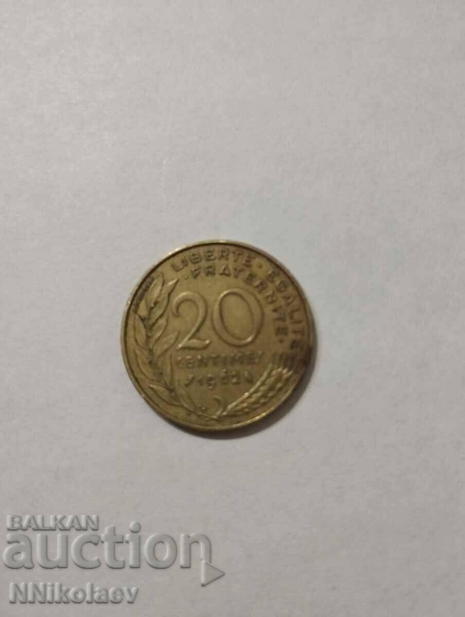Франция 20 сантима 1962г.