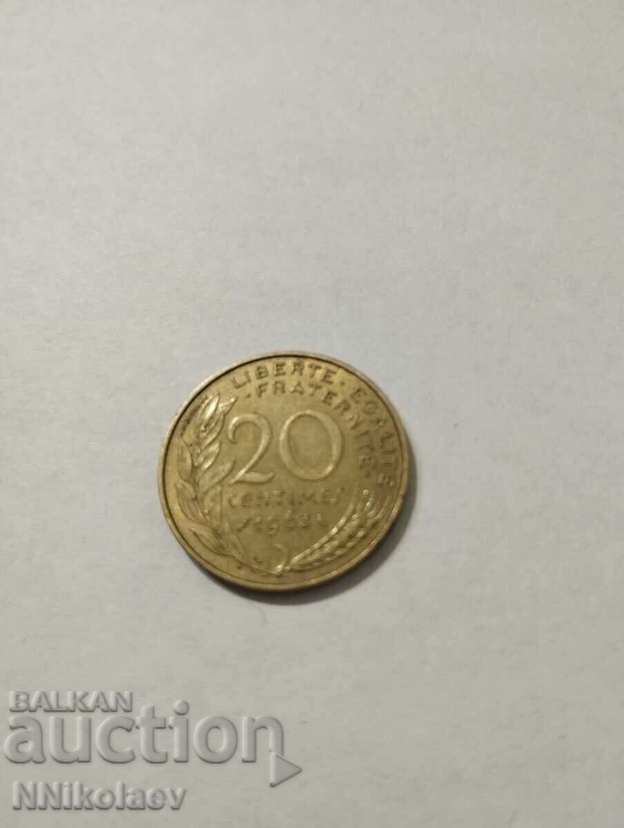 Франция 20 сантима 1963г.