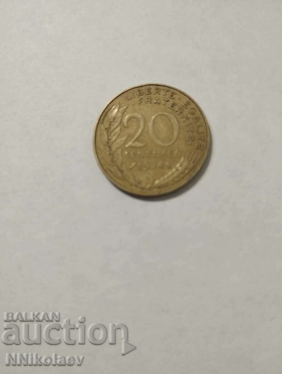 France 20 centimes 1974 with price 1.00 BGN | € 0.51 France 20 centimes 1974 with price 1.00 BGN | € 0.51