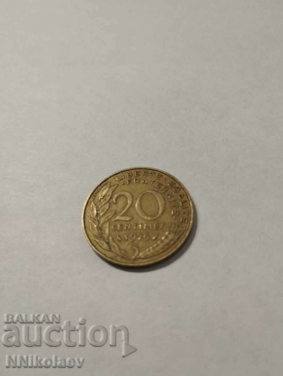 Франция 20 сантима 1976г.