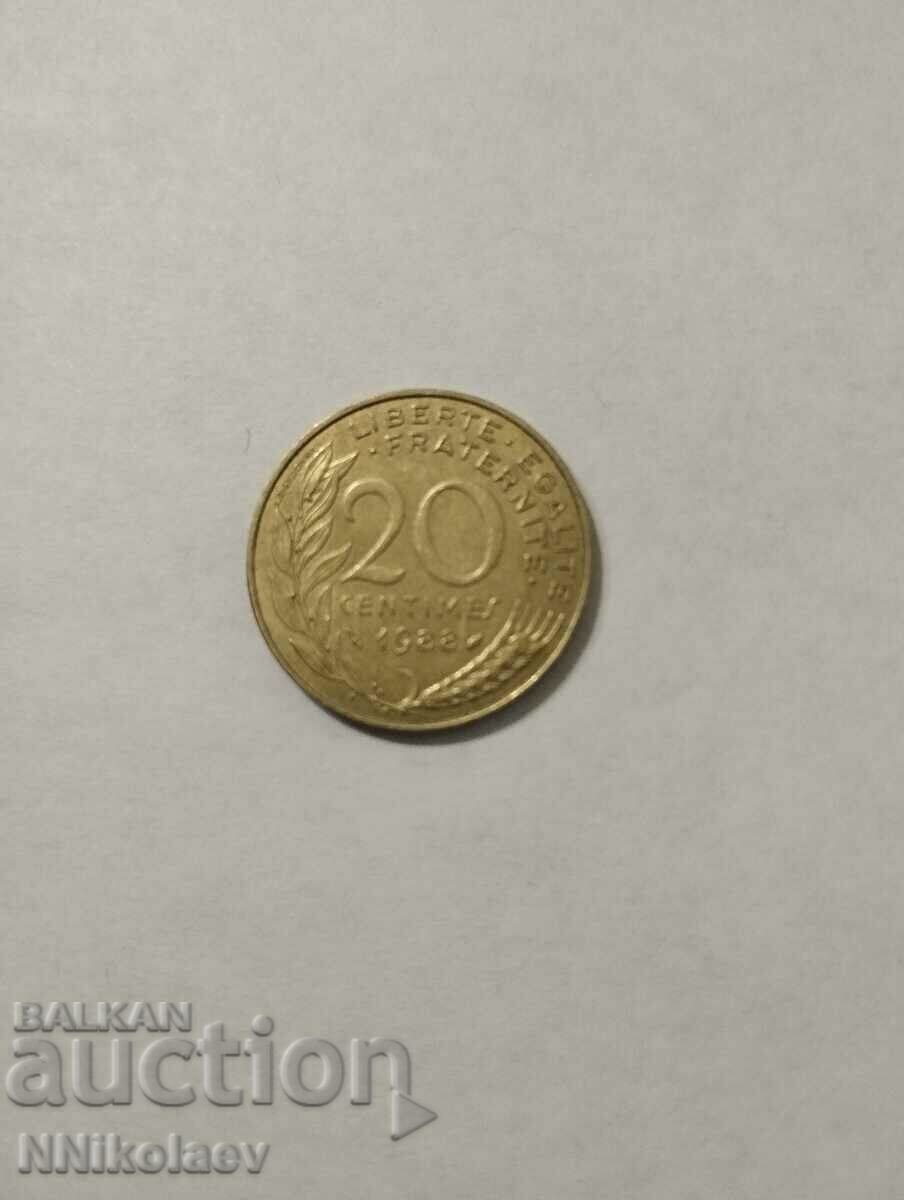 France 20 centimes 1988 with price 1.00 BGN | € 0.51 France 20 centimes 1988 with price 1.00 BGN | € 0.51