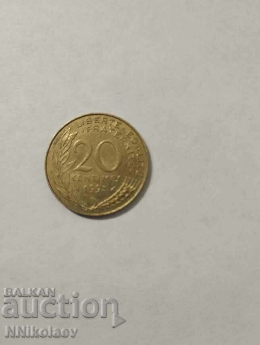 France 20 centimes 1993 with price 1.00 BGN | € 0.51 France 20 centimes 1993 with price 1.00 BGN | € 0.51