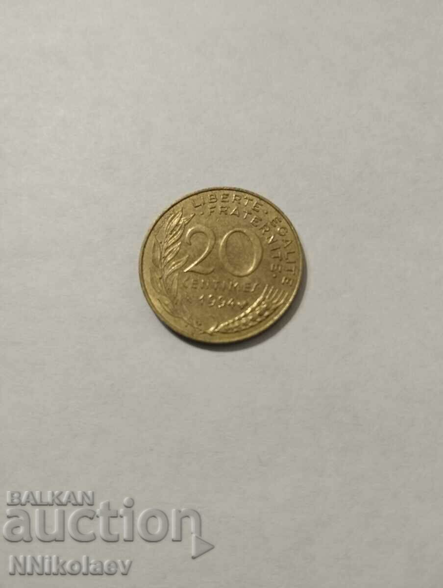 France 20 centimes 1994 with price 1.00 BGN | € 0.51 France 20 centimes 1994 with price 1.00 BGN | € 0.51