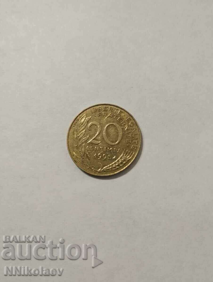 France 20 centimes 1995 with price 1.00 BGN | € 0.51