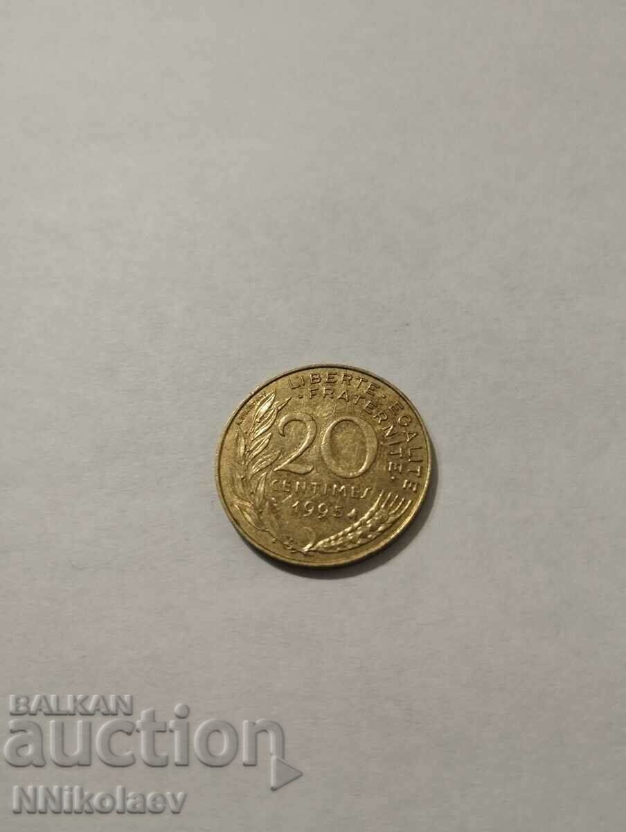 Франция 20 сантима 1995г.