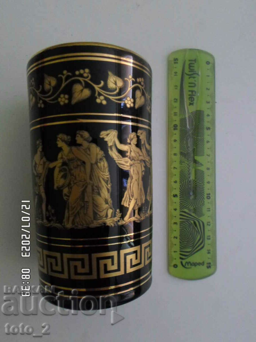 BEAUTIFUL HANDMADE GREEK VASE /24K GOLD/SALE !! BEAUTIFUL HANDMADE GREEK VASE /24K GOLD/SALE !!