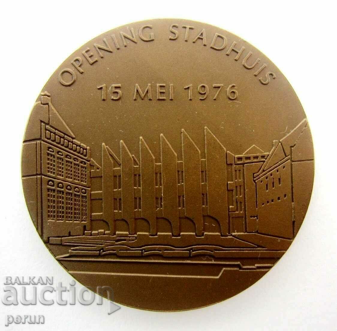 DUTCH MEDAL - BRONZE - PLAQUE - COLOR - TOWN HALL - ORIGINAL with price 12.00 BGN | € 6.14