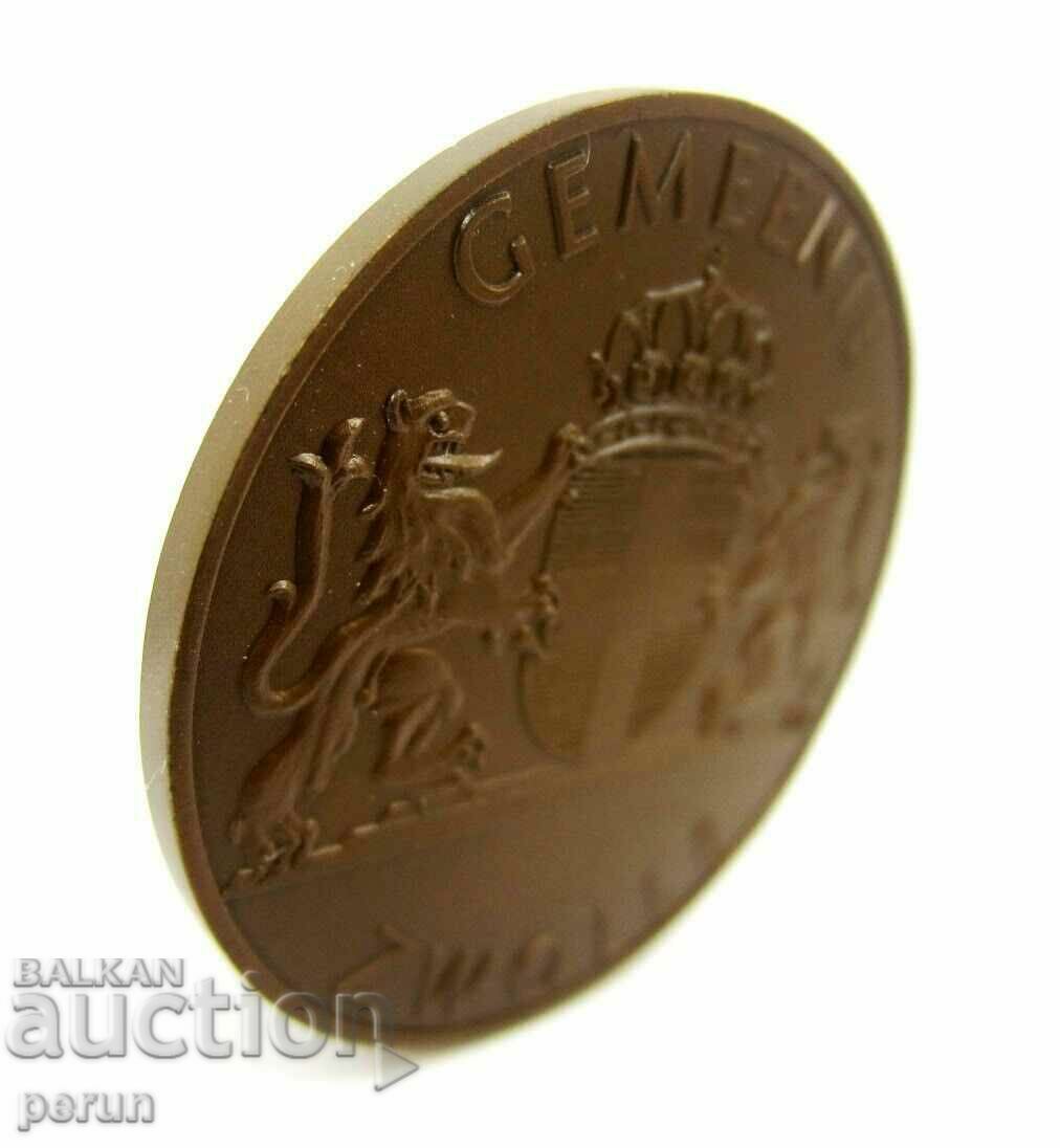 Delivery of DUTCH MEDAL - BRONZE - PLAQUE - COLOR - TOWN HALL - ORIGINAL