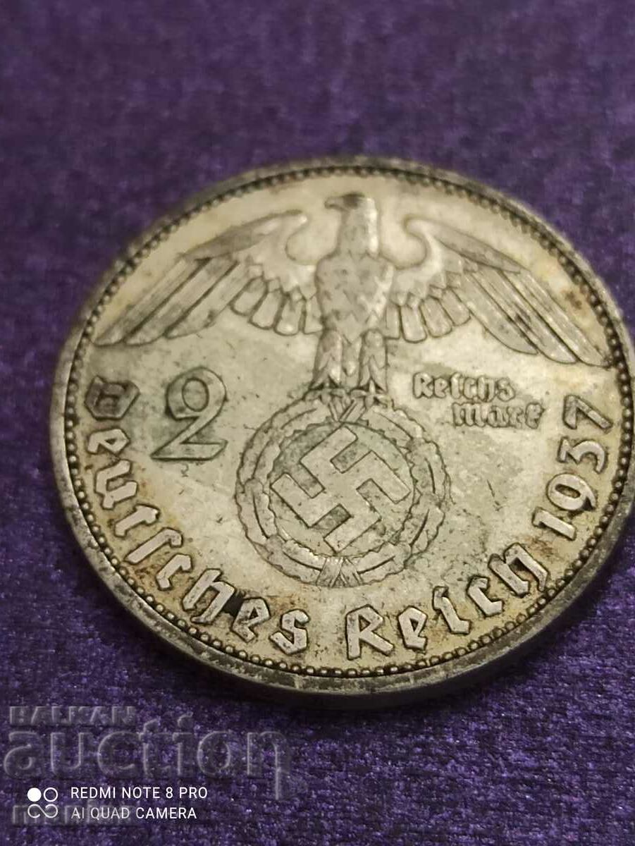 2 Μάρκα 1937 ασημένιο Τρίτο Ράιχ
