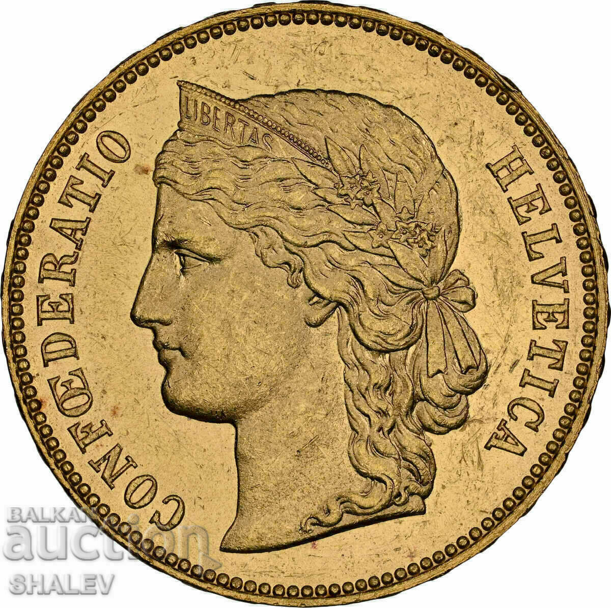 Auction 20 Francs 1892 Switzerland (Switzerland) - MS62 (gold) Auction 20 Francs 1892 Switzerland (Switzerland) - MS62 (gold)