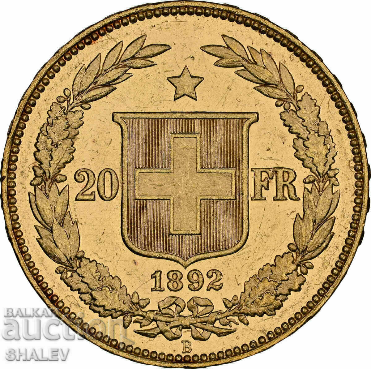 Доставка на 20 Francs 1892 Switzerland (Швейцария) - MS62 (злато)