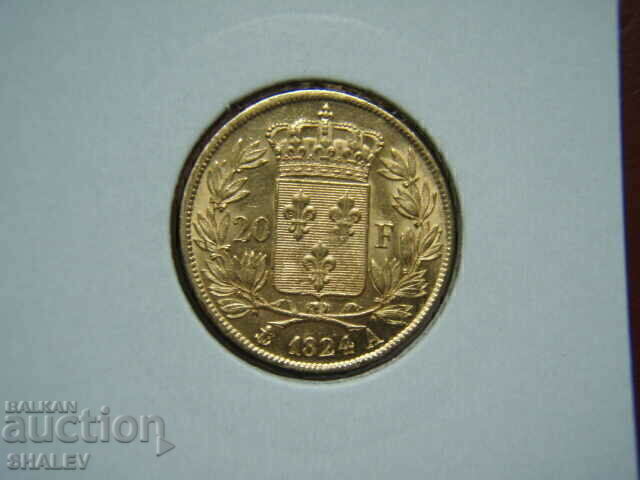 Licitație 20 franci 1824 A Franța (20 franci Franța) - AU (aur)