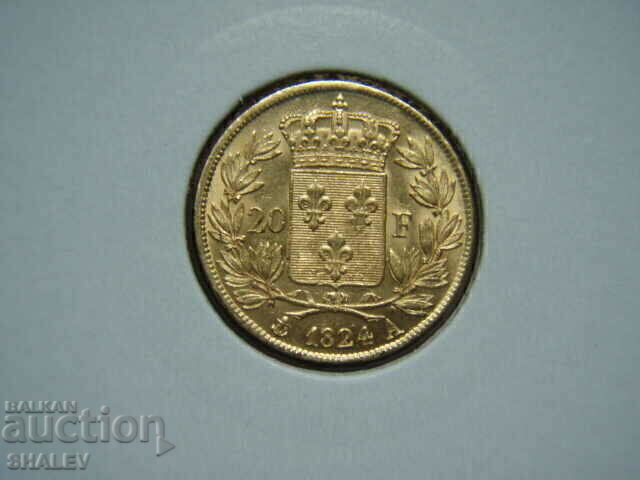 Livrarea 20 franci 1824 A Franța (20 franci Franța) - AU (aur)