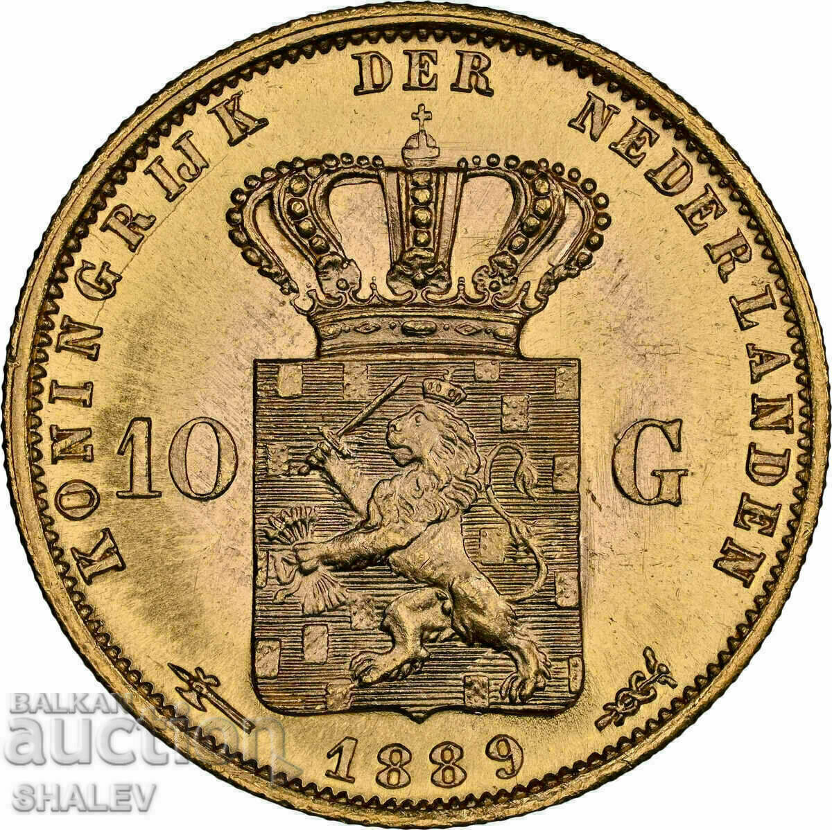 Παράδοση 10 Gulden 1889 Ολλανδία - MS64 NGC (χρυσός)