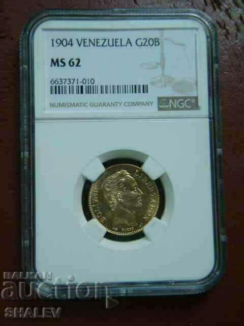 20 Bolivares 1904 Venezuela - MS62 (gold) - 5 20 Bolivares 1904 Venezuela - MS62 (gold) - 5