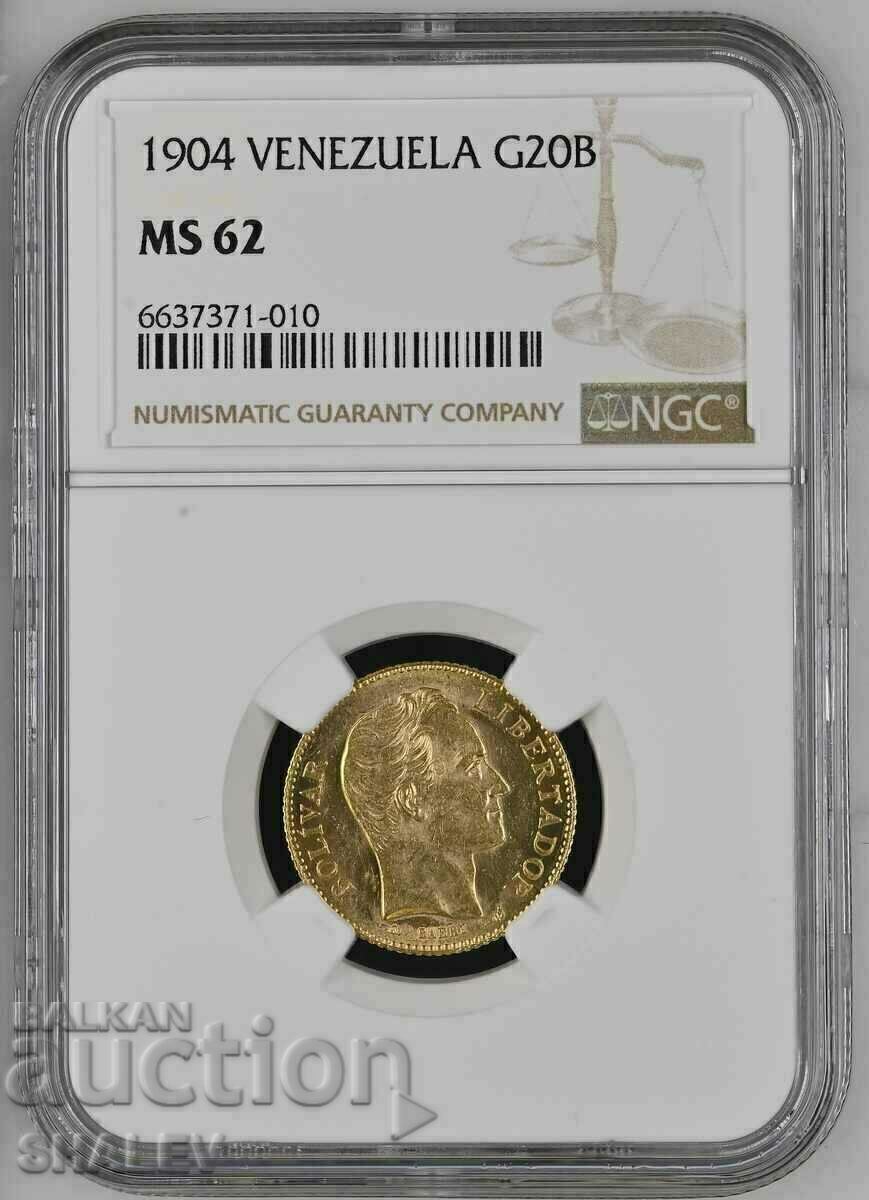 20 Bolivares 1904 Βενεζουέλα - MS62 (χρυσός)