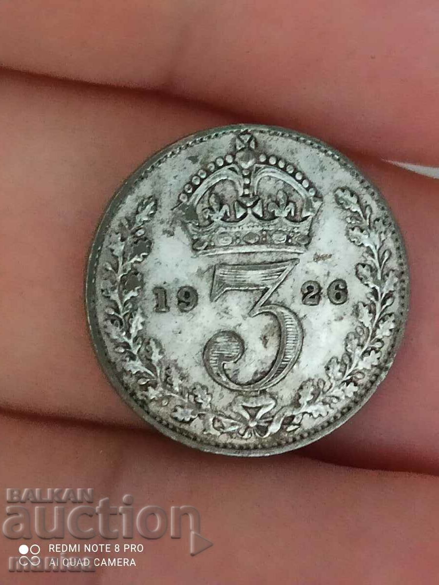 3 пенса 1926 година сребро