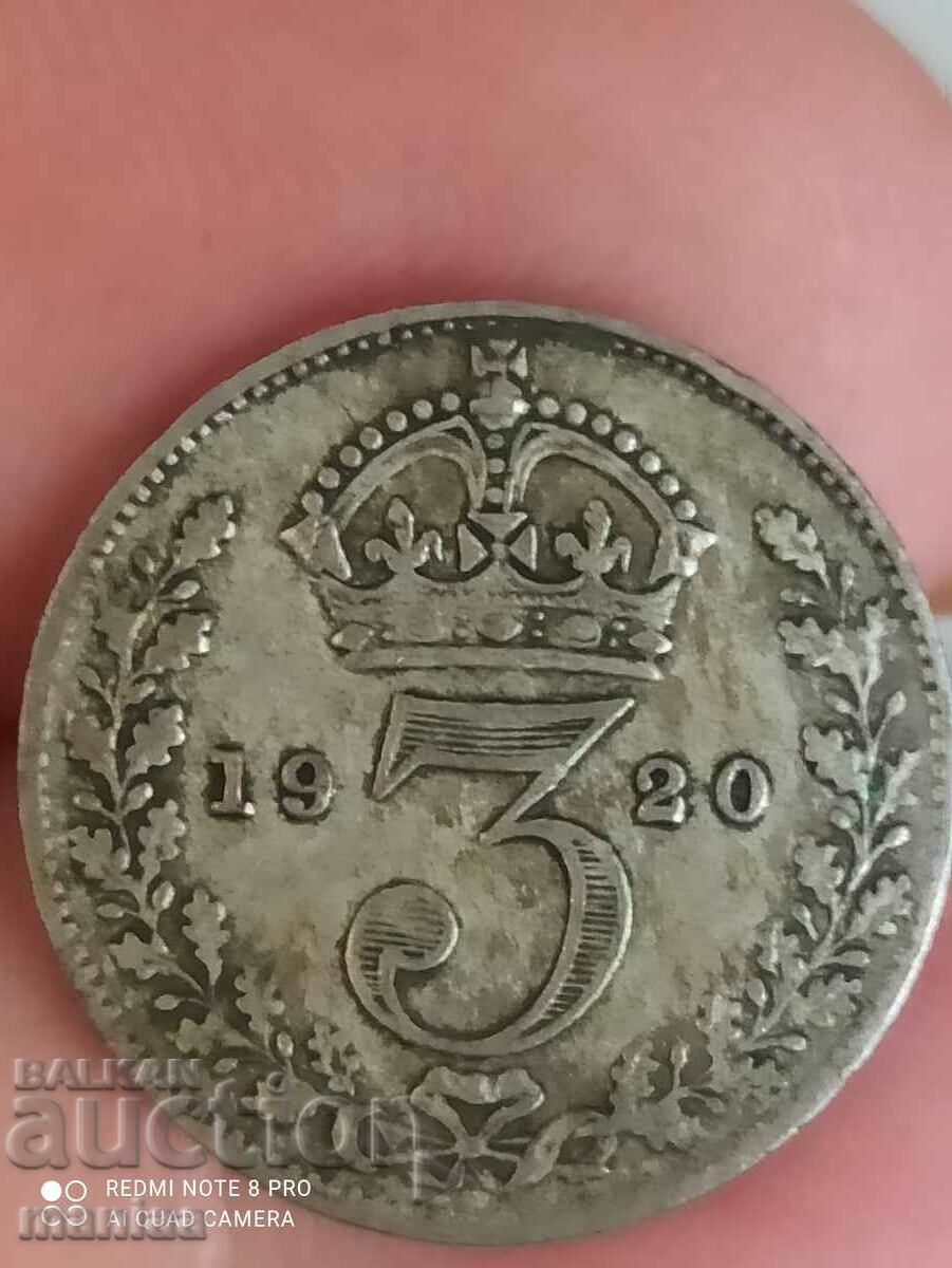 3 pence 1920 silver Great Britain 3 pence 1920 silver Great Britain