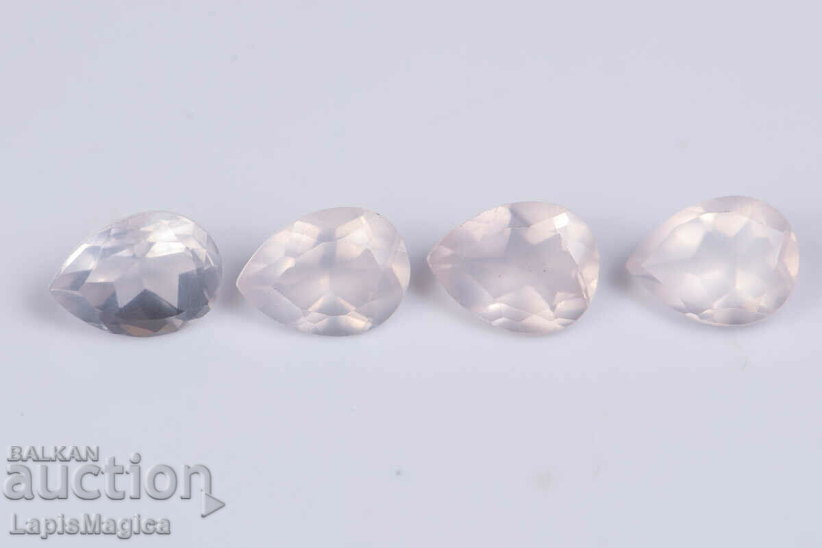 4 pieces rose quartz 4.53ct teardrop cut #4