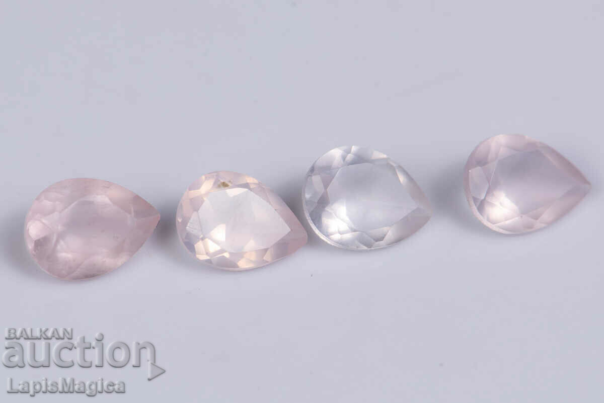 4 pieces rose quartz 4.03ct teardrop cut #5