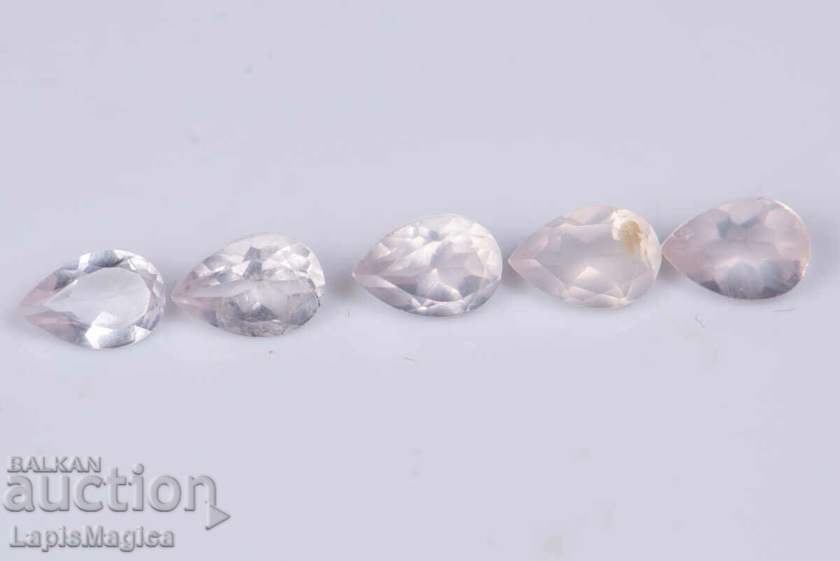 5 pieces rose quartz 1.90ct teardrop cut #6