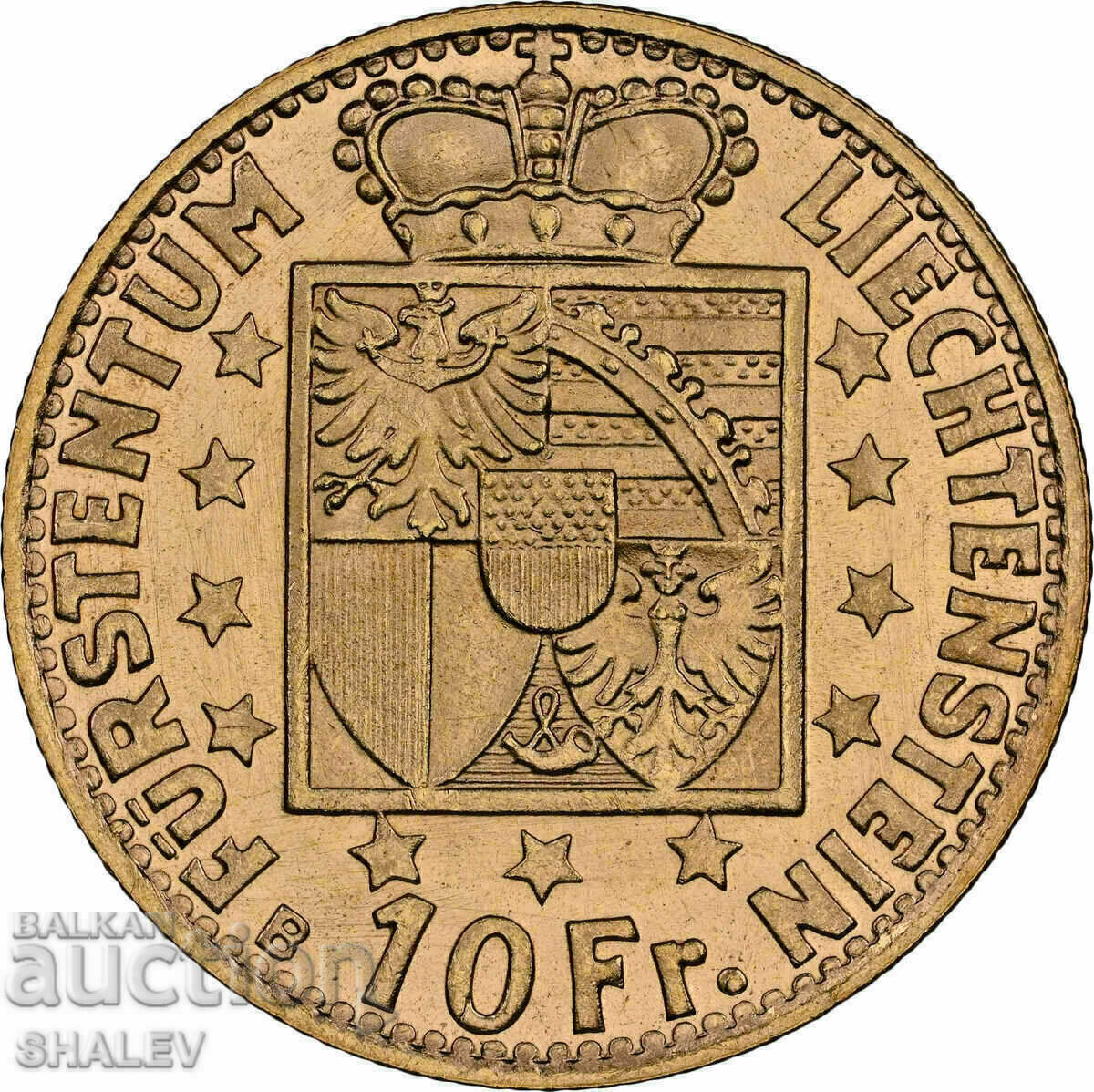 Delivery of 10 Francs 1946 Liechtenstein (Liechtenstein) - MS64 (gold) Delivery of 10 Francs 1946 Liechtenstein (Liechtenstein) - MS64 (gold)