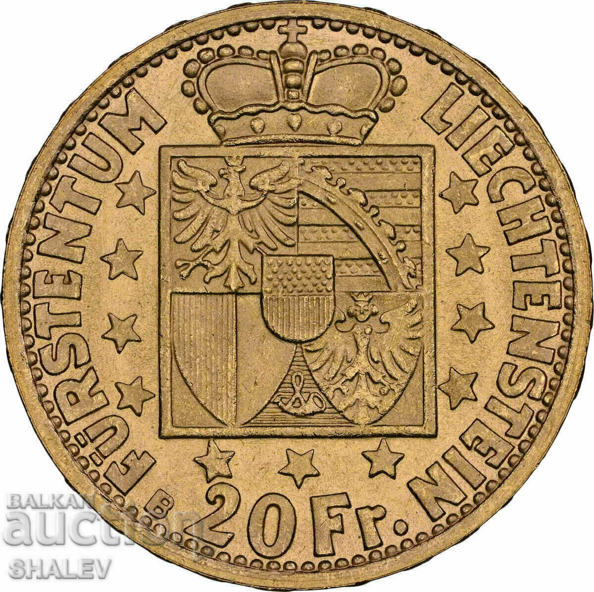 Delivery of 20 Francs 1946 Liechtenstein - MS64 (gold)