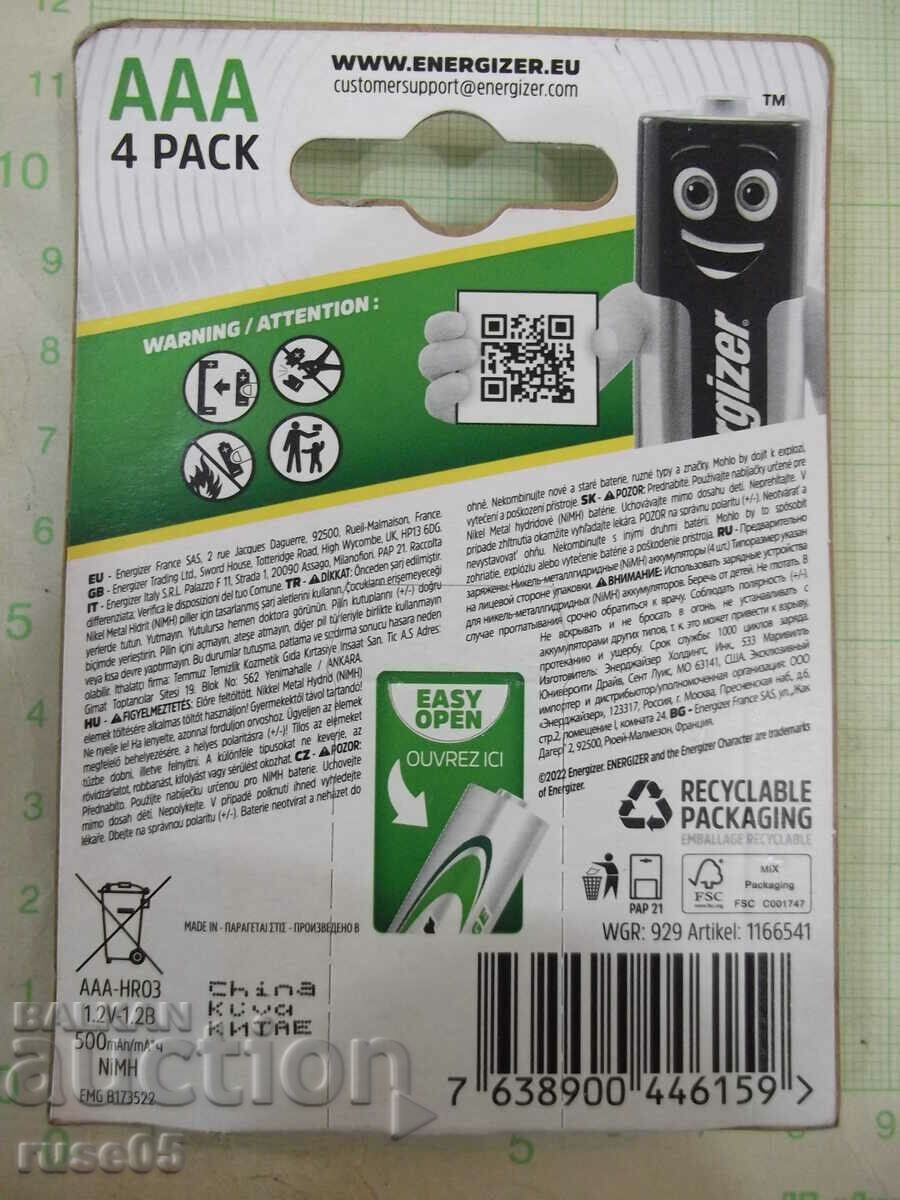 Παράδοση Σετ 4 τμχ. επαναφορτιζόμενες μπαταρίες "Energizer - AAA" Παράδοση Σετ 4 τμχ. επαναφορτιζόμενες μπαταρίες "Energizer - AAA"