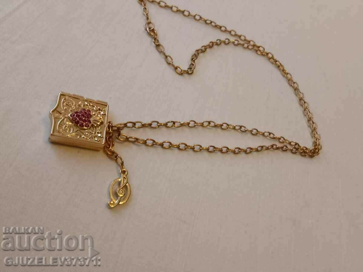 Necklace with medallion, heart, book, for photos with zircons - 7 Necklace with medallion, heart, book, for photos with zircons - 7