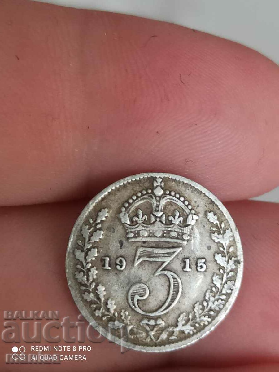3 pence argint 1915 Marea Britanie