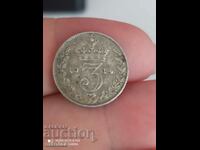 3 pence argint 1914 Marea Britanie