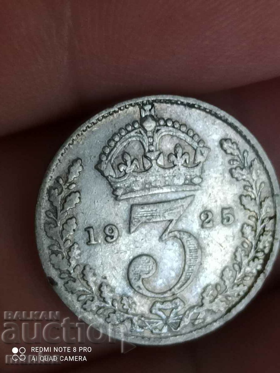 3 пенса 1925 г сребро Великобритания