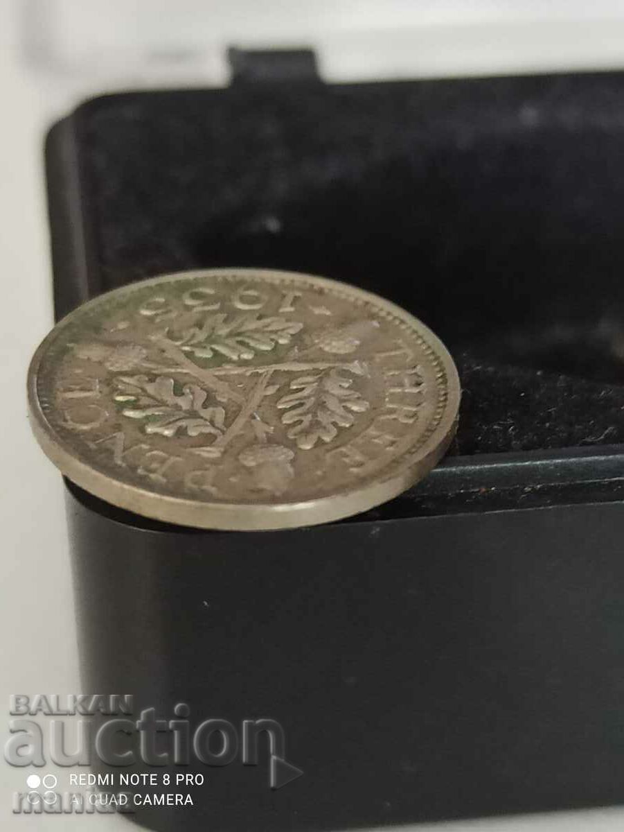 3 πένες ασήμι 1935 Μεγάλη Βρετανία με τιμή 19.99 BGN | € 10.22