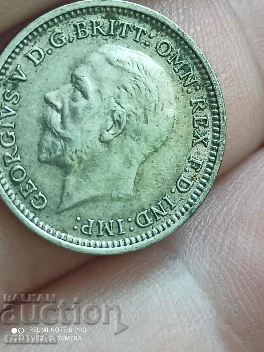 Δημοπρασία 3 πένες ασήμι 1935 Μεγάλη Βρετανία