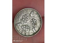 3 пенса 1935г сребро Великобритания