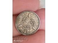 3 пенса 1934 г сребро Великобритания