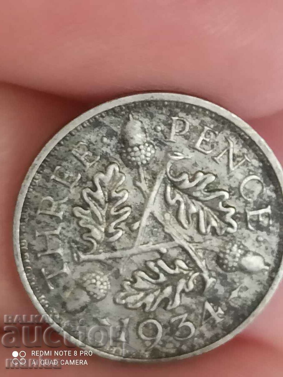 3 pence 1934 silver Great Britain 3 pence 1934 silver Great Britain