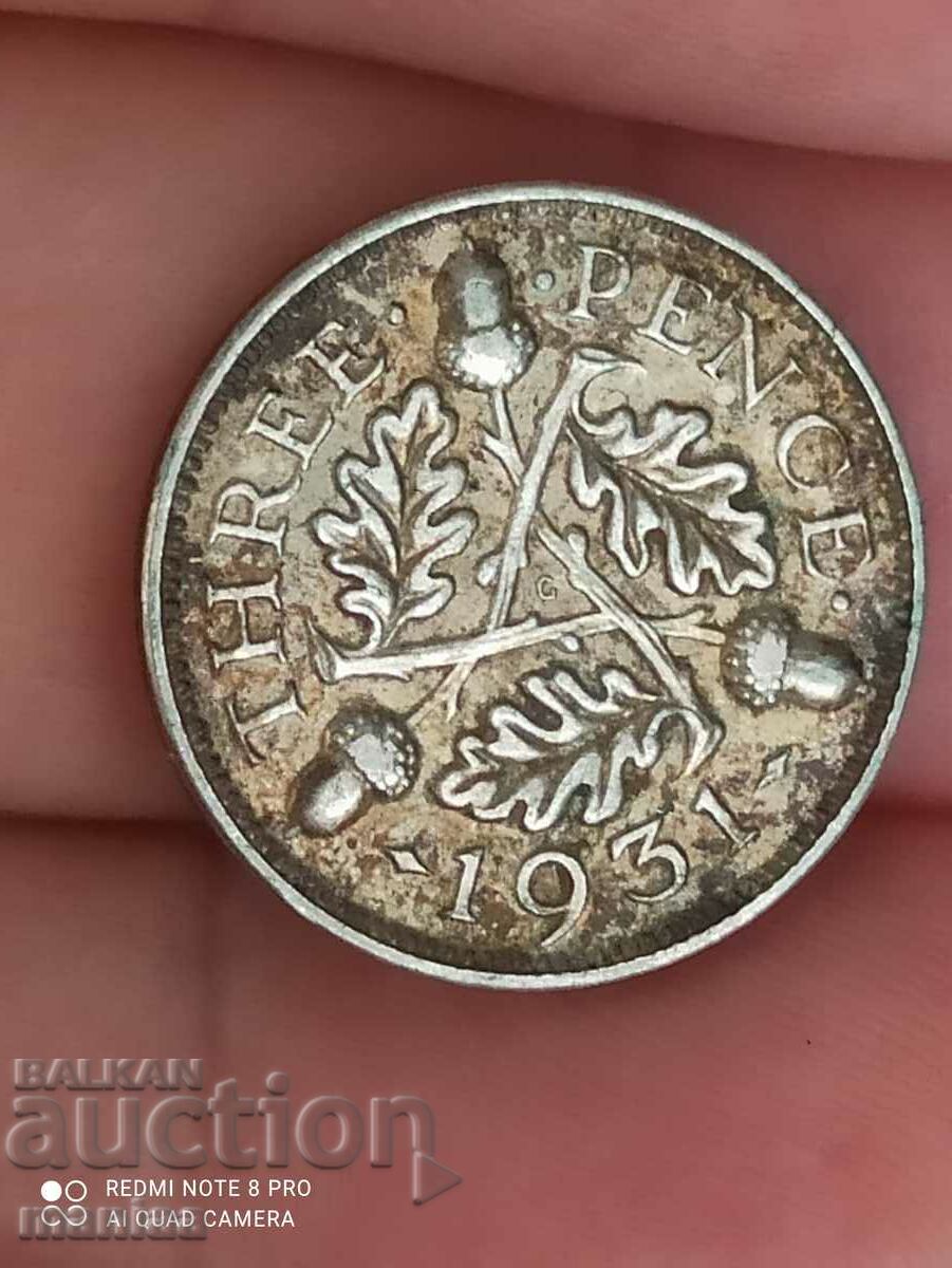 3 pence 1931 silver Great Britain