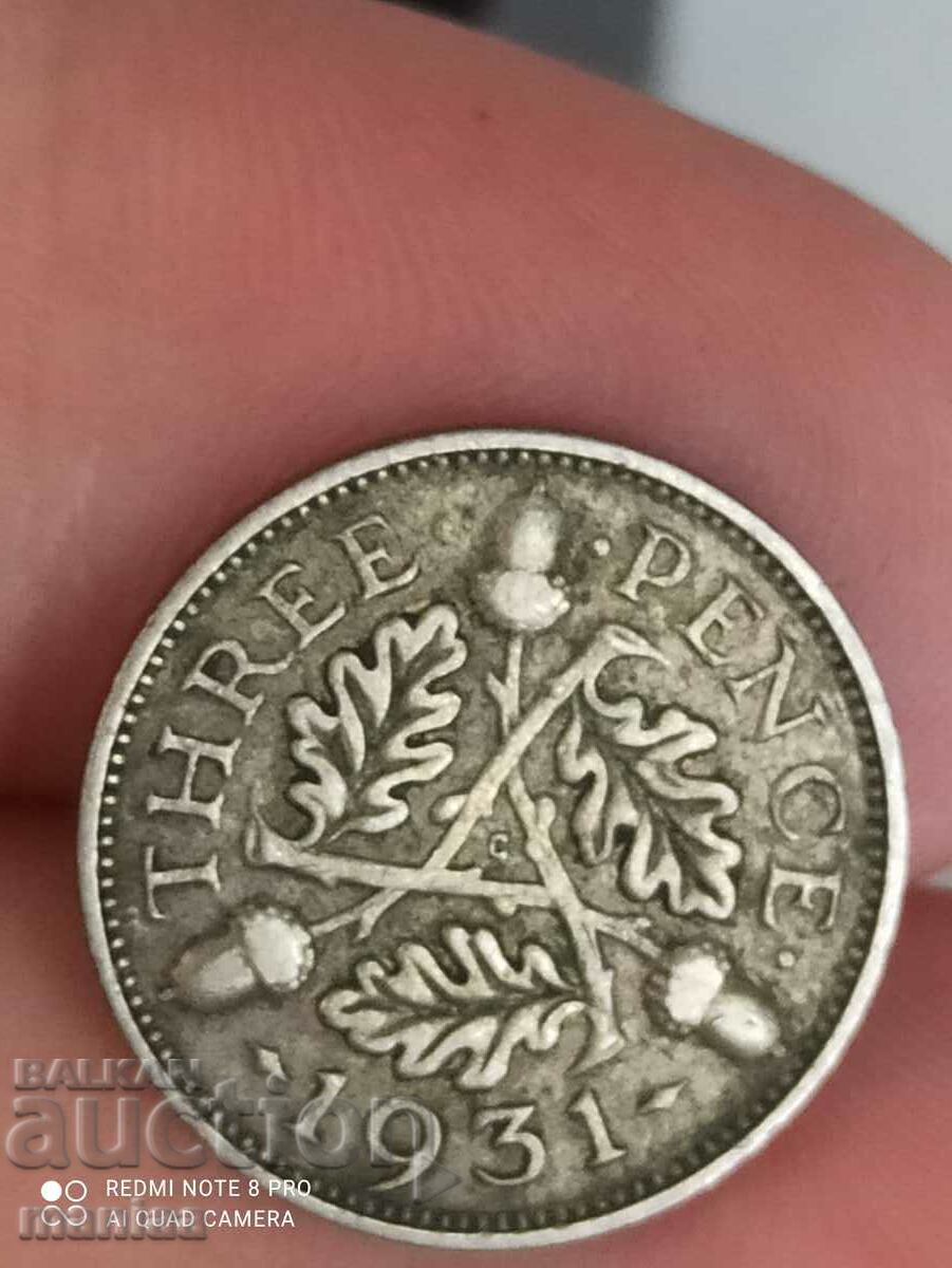 3 pence 1931 silver Great Britain