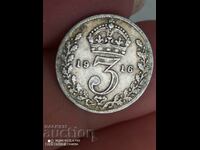 3 pence 1916 silver Great Britain