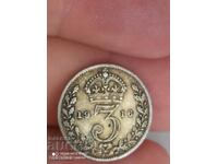 3 пенса 1916 г сребро Великобритания