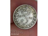 3 pence 1916 silver Great Britain